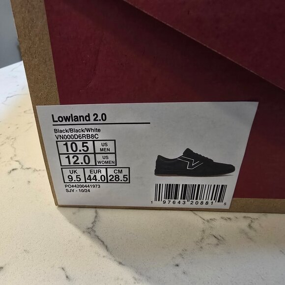 VANS LOWLAND 2.0 SNEAKERS SHOES Black / White VN000D6RB8C MEN SZ 10.5 SKATEBOARD - Picture 10 of 14